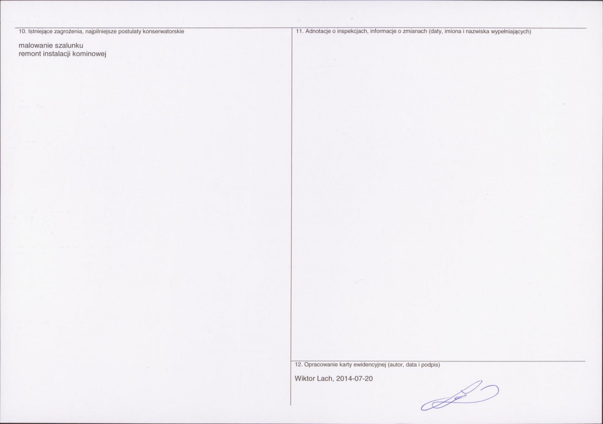 KEZN - Karta obiektu niewpisanego do rejestru, skan nr 2
