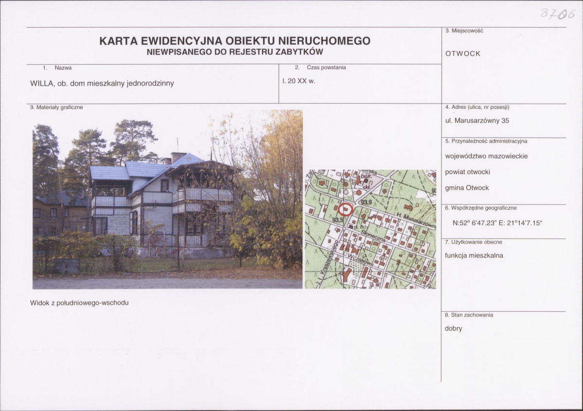 KEZN - Karta obiektu niewpisanego do rejestru, skan nr 1