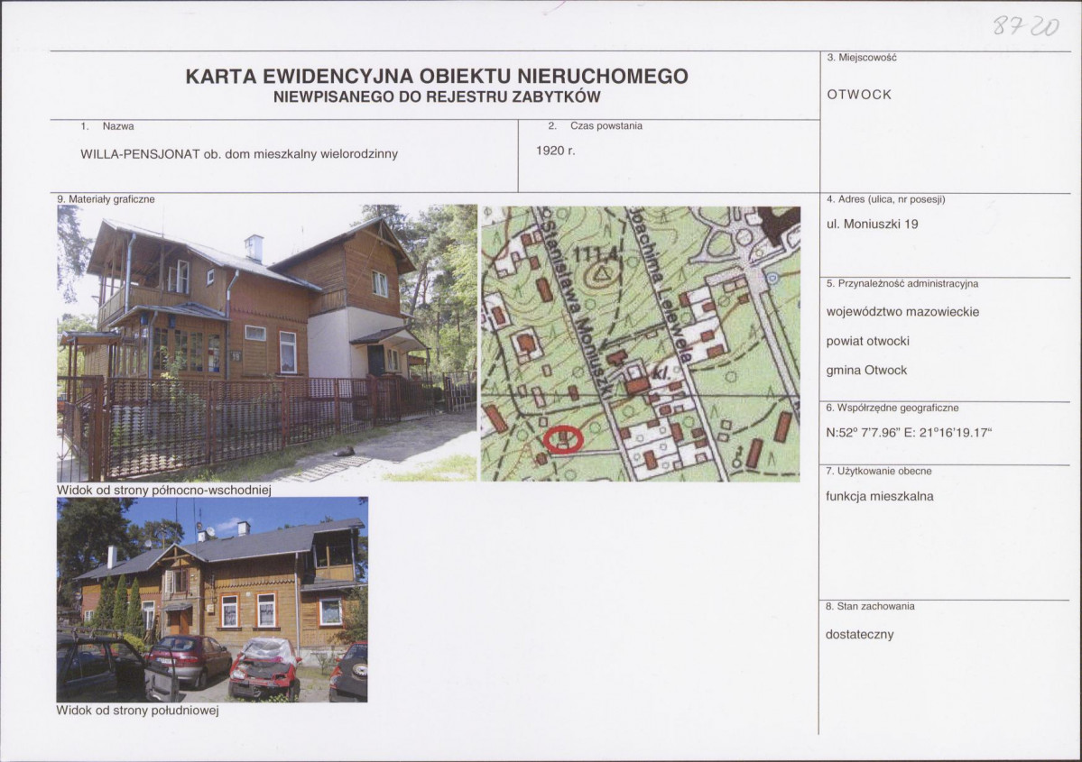 KEZN - Karta obiektu niewpisanego do rejestru, skan nr 1