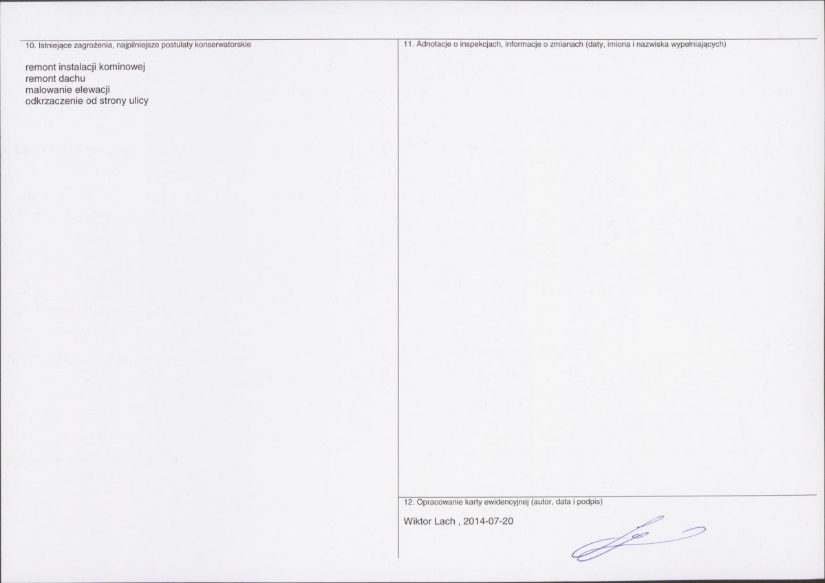 Karta obiektu niewpisanego do rejestru, skan nr 2