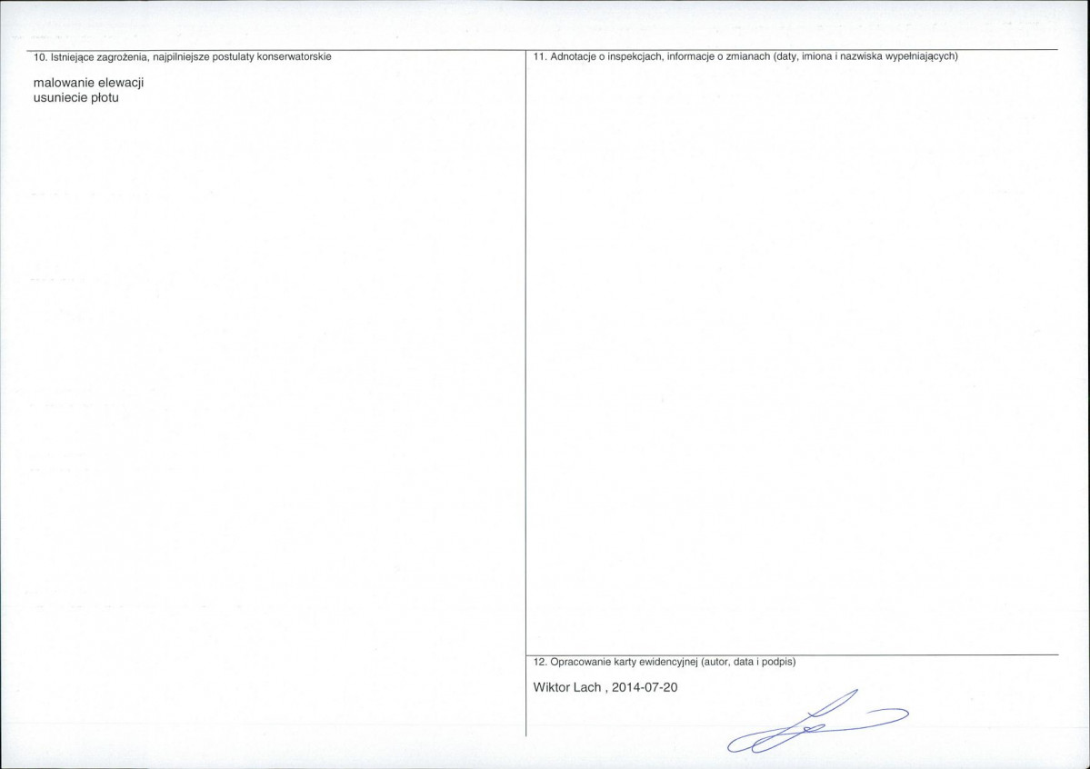 KEZN - Karta obiektu niewpisanego do rejestru, skan nr 2