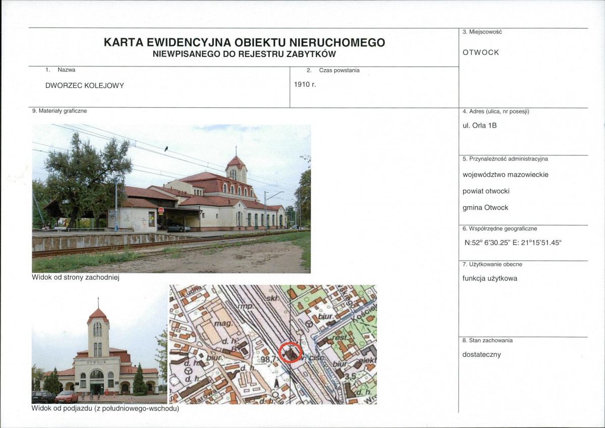 Karta obiektu niewpisanego do rejestru, skan nr 1