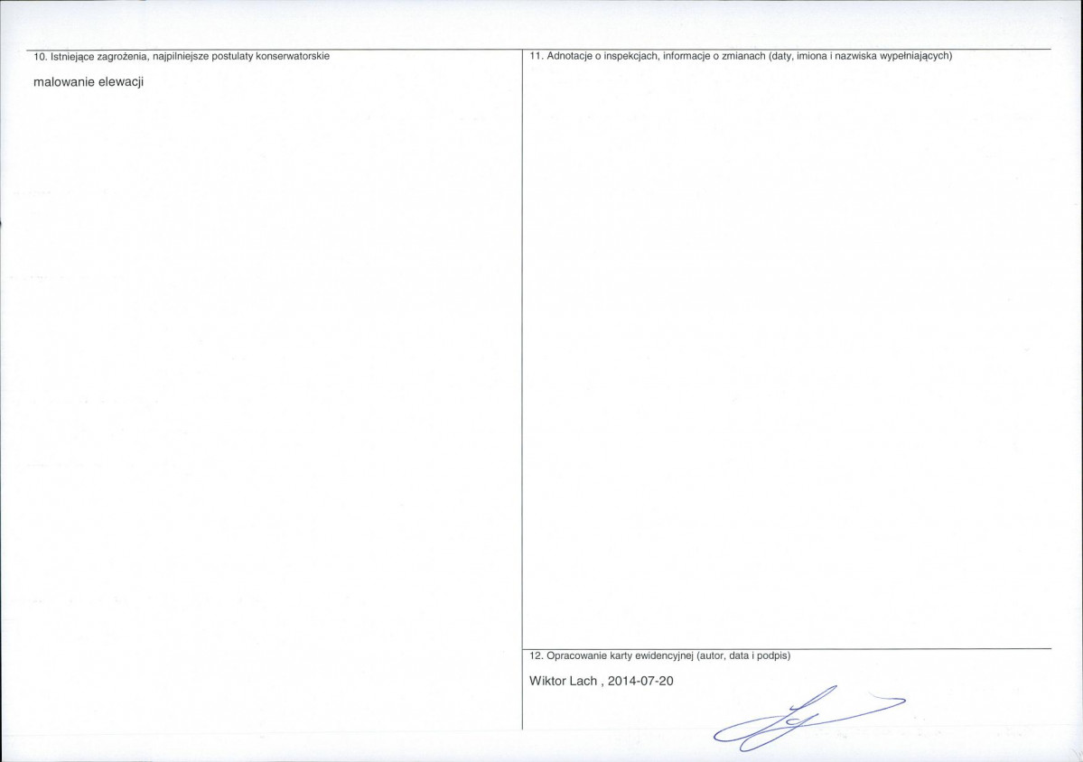 Karta obiektu niewpisanego do rejestru, skan nr 2