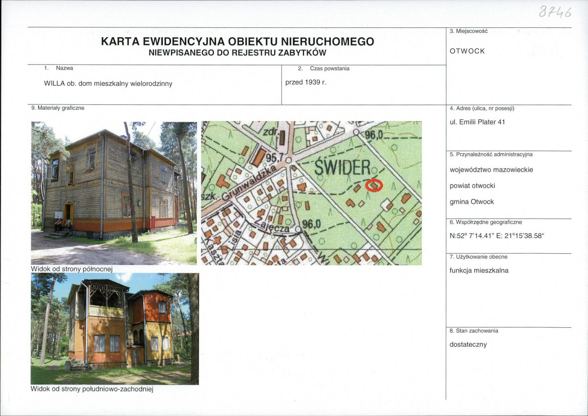KEZN - Karta obiektu niewpisanego do rejestru, skan nr 1
