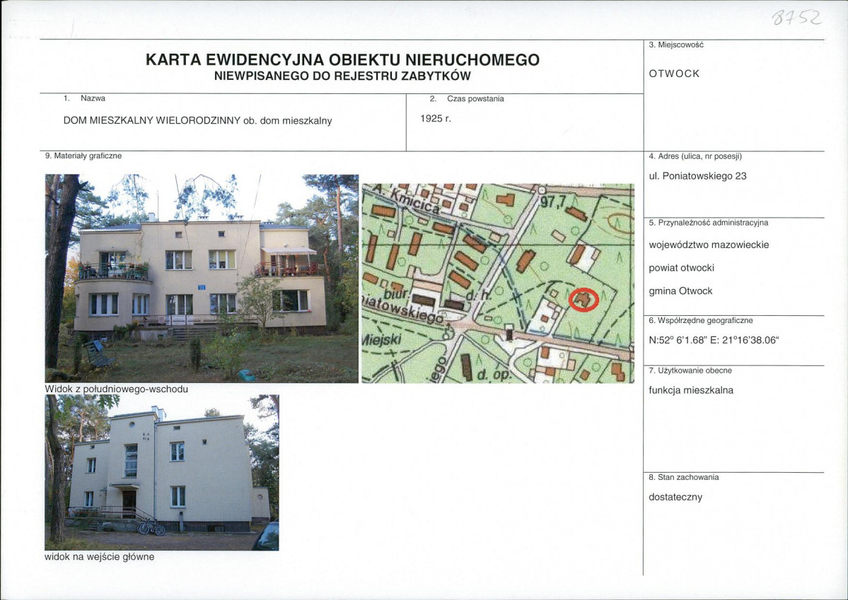 KEZN - Karta obiektu niewpisanego do rejestru, skan nr 1