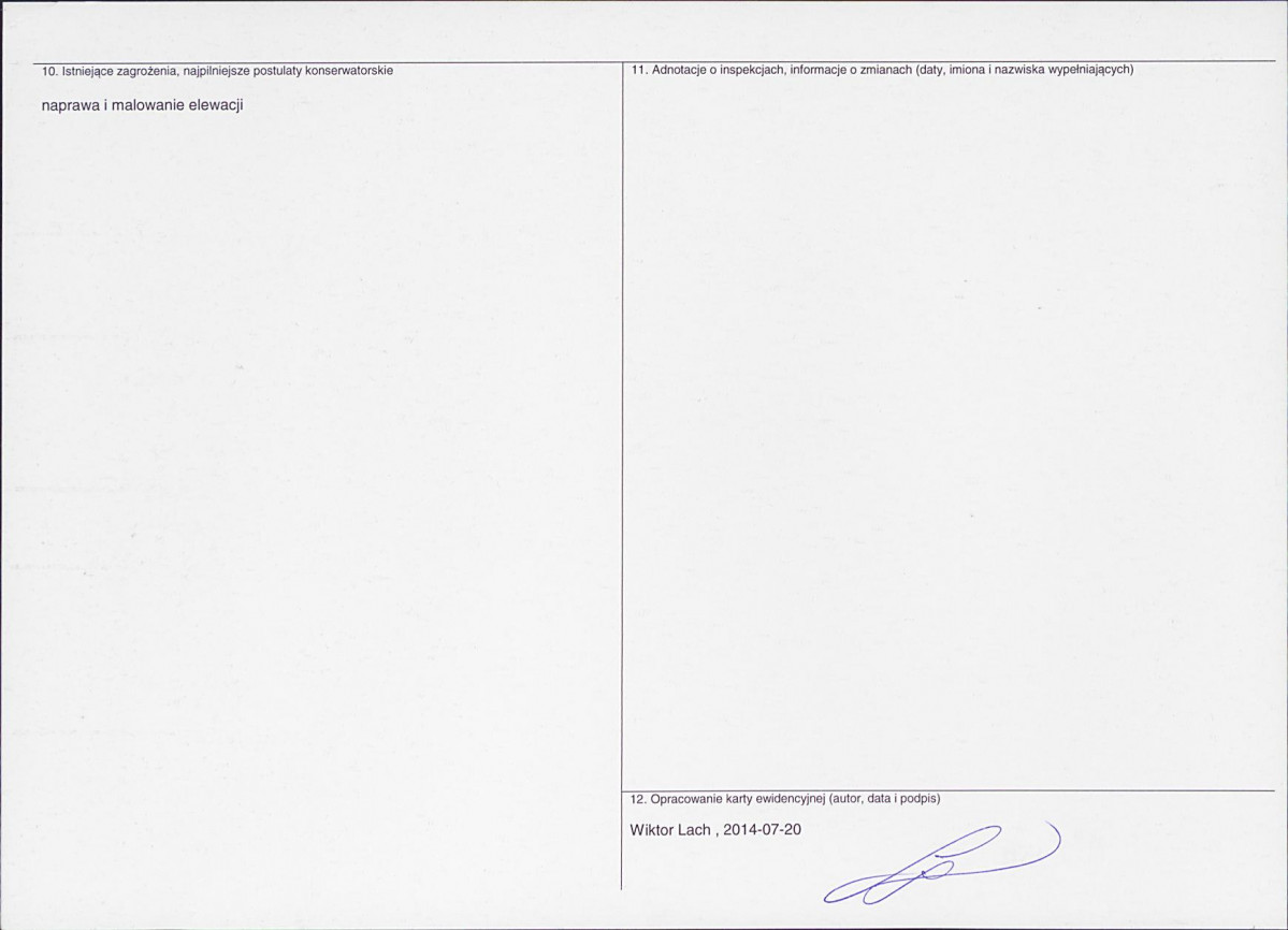 Karta obiektu niewpisanego do rejestru, skan nr 2