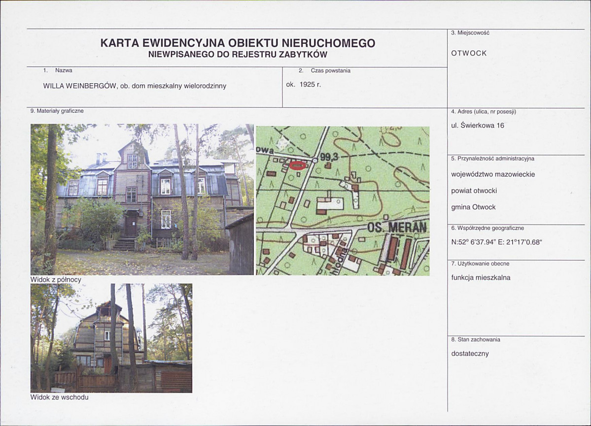 KEZN - Karta obiektu niewpisanego do rejestru, skan nr 1