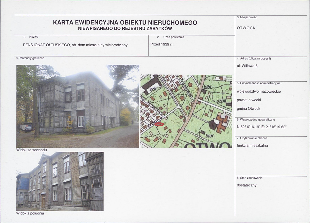 KEZN - Karta obiektu niewpisanego do rejestru, skan nr 1
