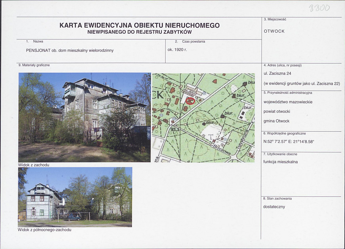 KEZN - Karta obiektu niewpisanego do rejestru, skan nr 1