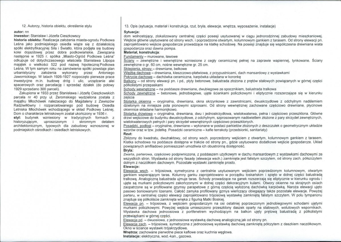 KEZN - Karta obiektu niewpisanego do rejestru, skan nr 2