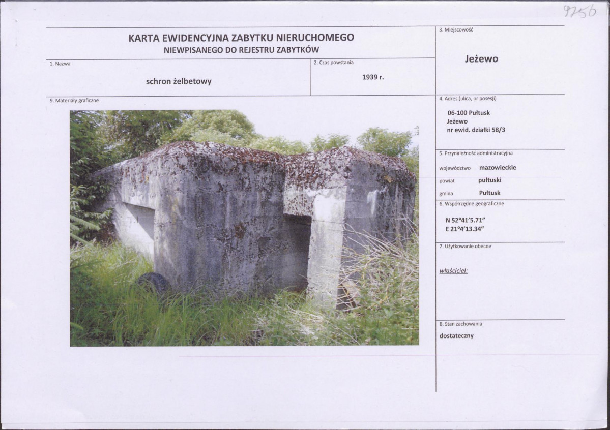 KEZN - Karta obiektu niewpisanego do rejestru, skan nr 1