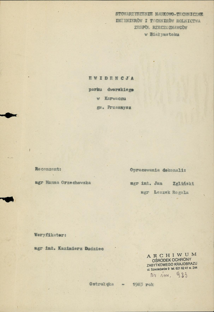 Ewidencja parkowa, skan nr 3