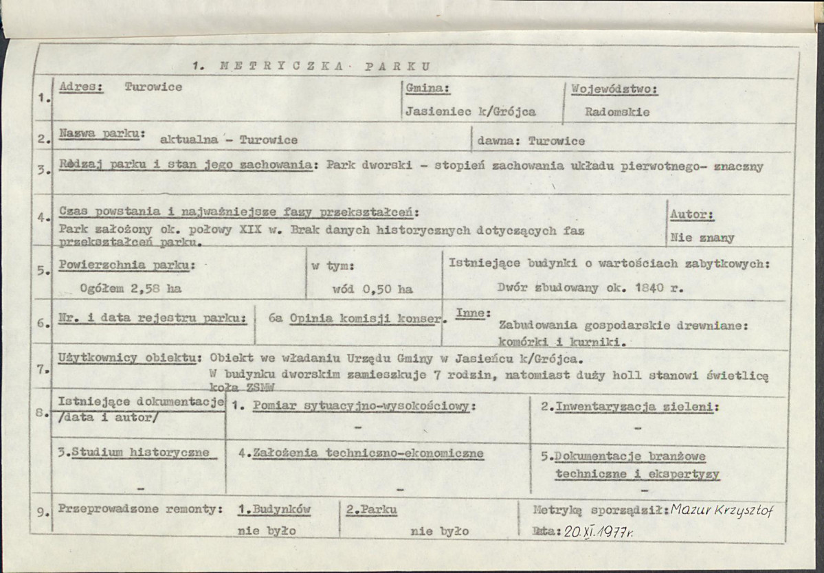 Ewidencja parkowa, skan nr 8