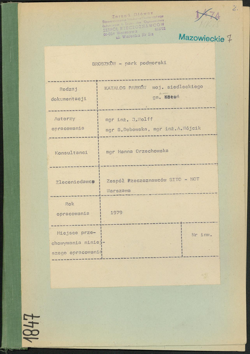 Ewidencja parkowa, skan nr 1