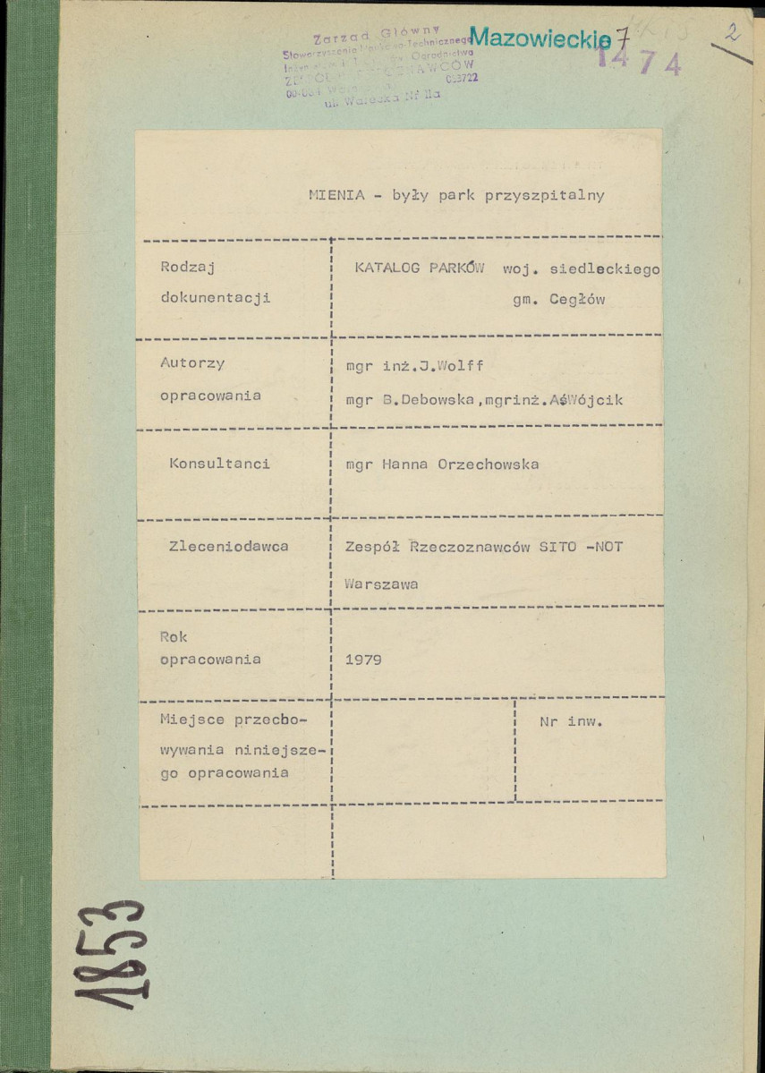 Ewidencja parkowa, skan nr 1