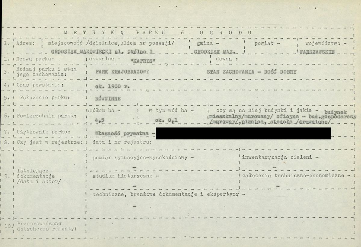 EP - Ewidencja parkowa, skan nr 4