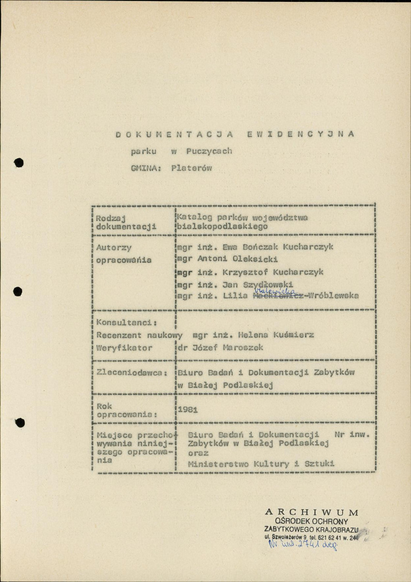 EP - Ewidencja parkowa, skan nr 4