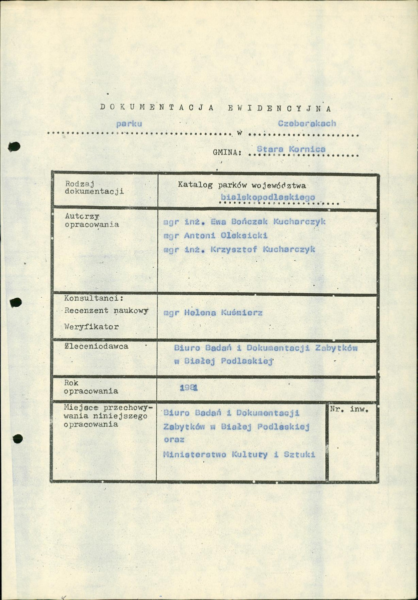 EP - Ewidencja parkowa, skan nr 4