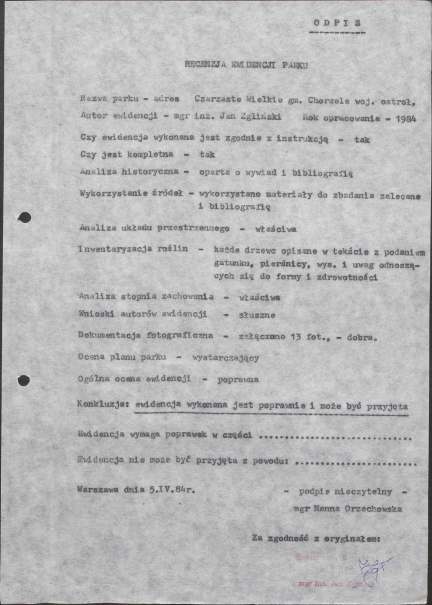 Ewidencja parkowa, skan nr 6