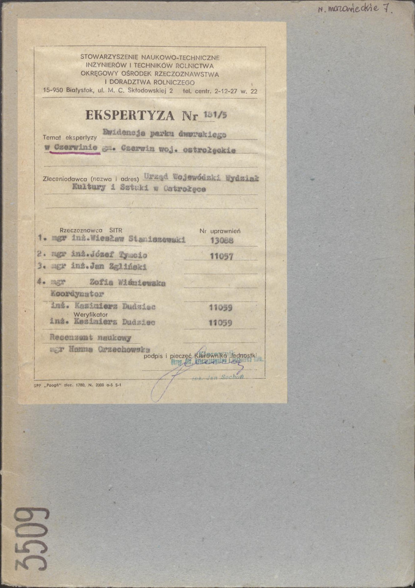 EP - Ewidencja parkowa, skan nr 1