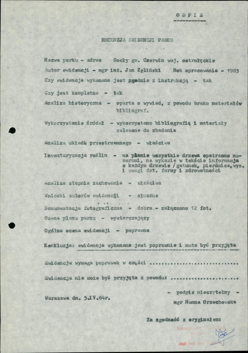 Ewidencja parkowa, skan nr 6