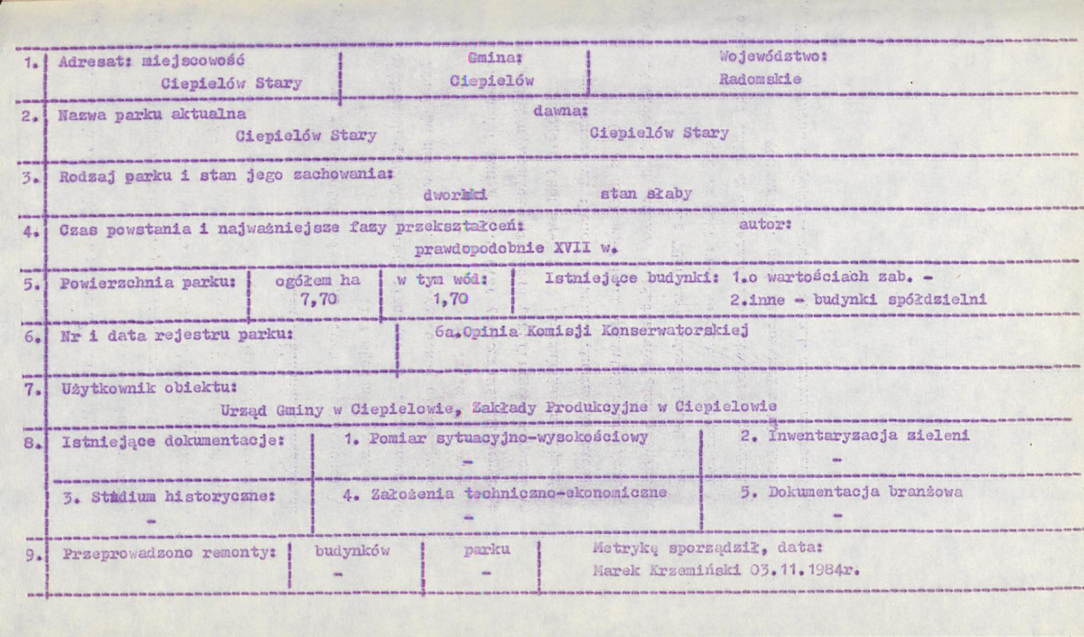 EP - Ewidencja parkowa, skan nr 9