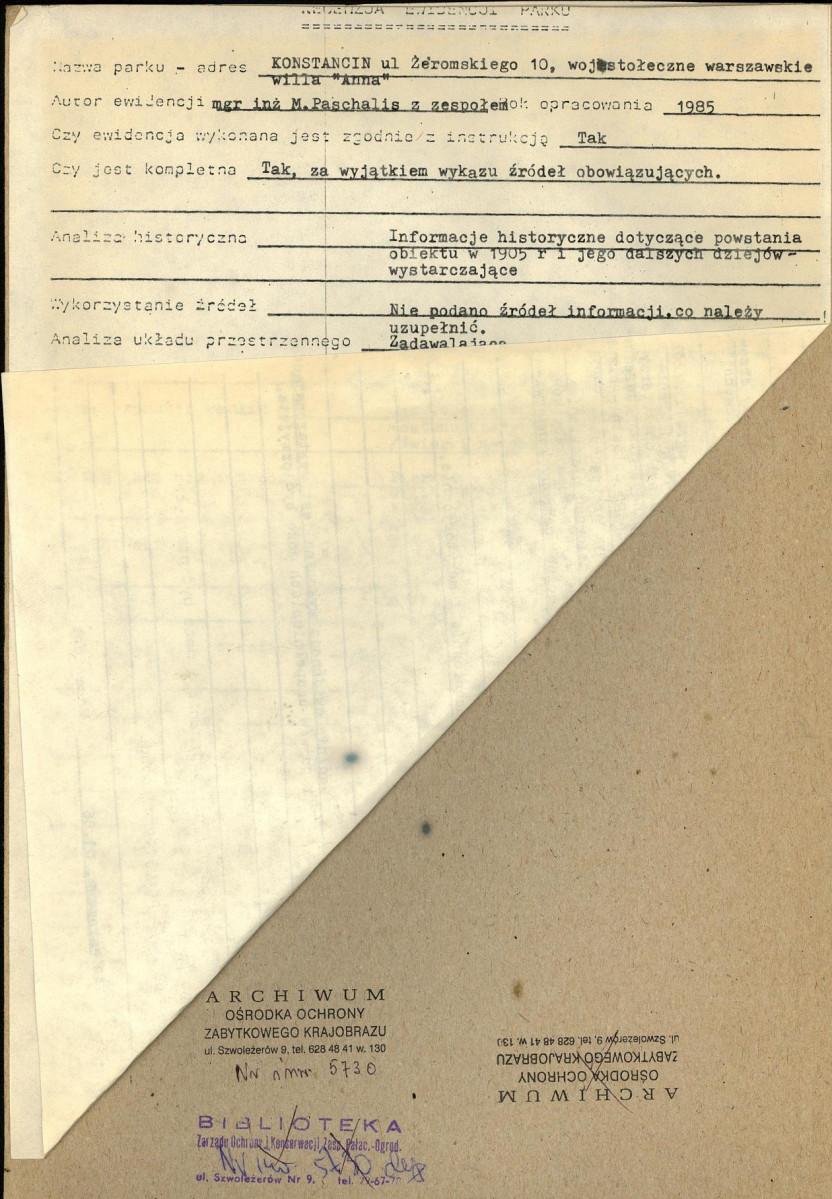 Ewidencja parkowa, skan nr 2