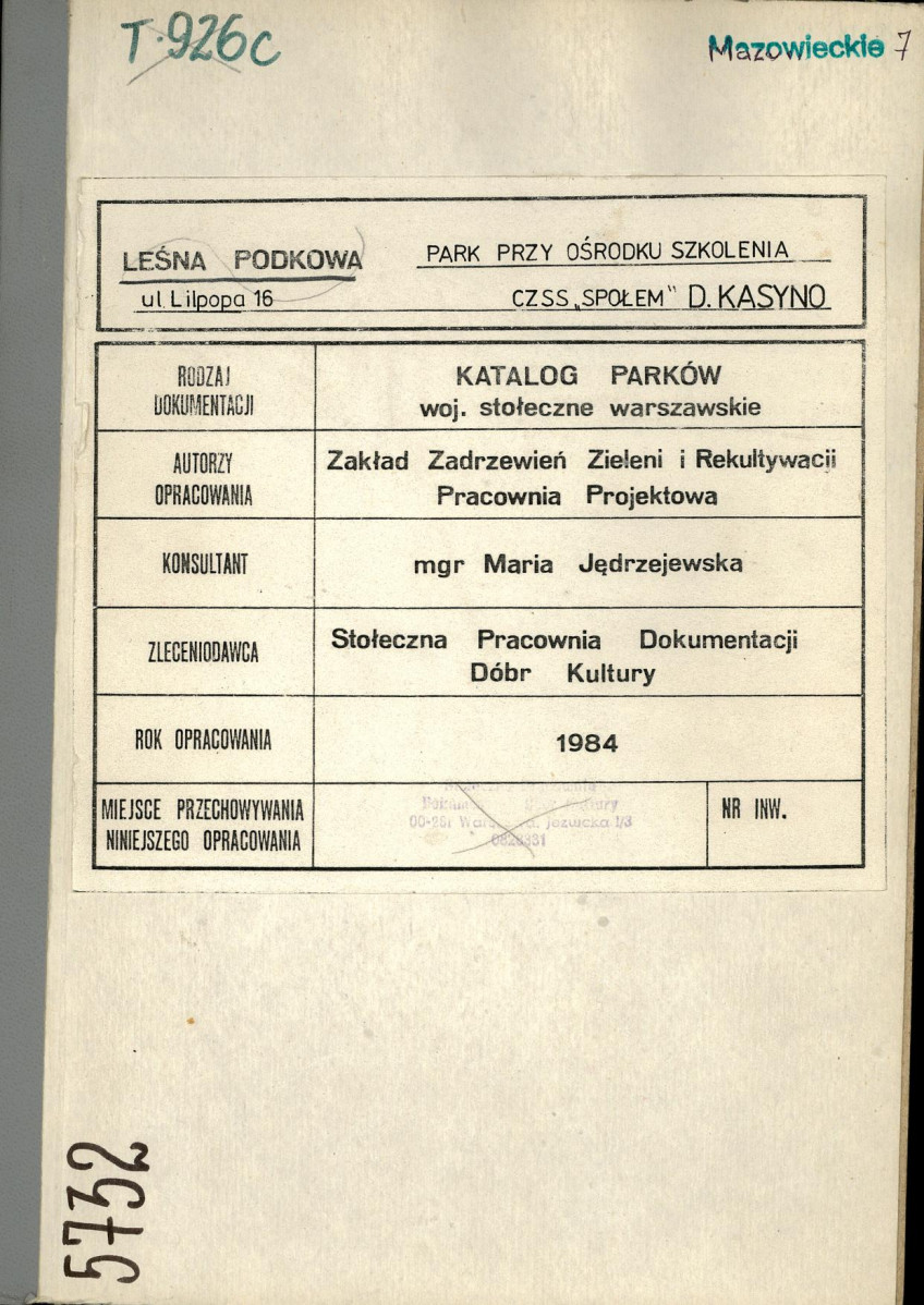 EP - Ewidencja parkowa, skan nr 1