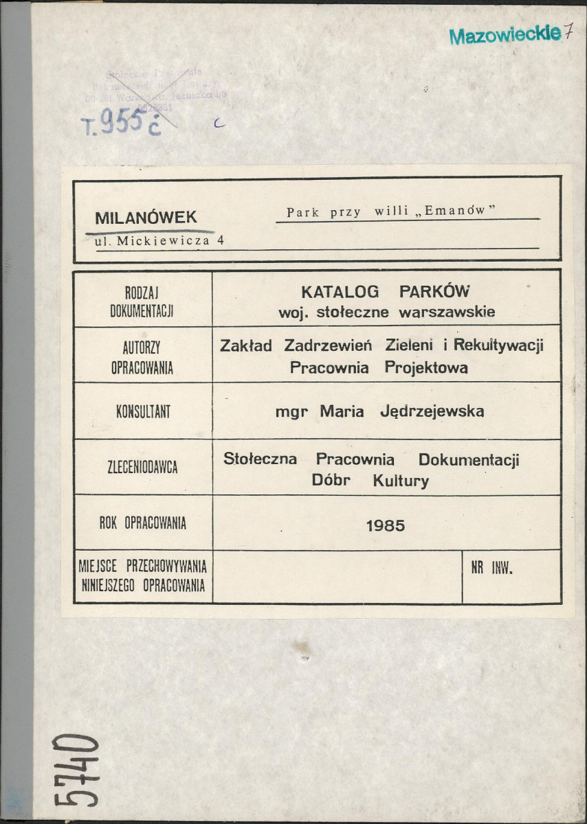 EP - Ewidencja parkowa, skan nr 1