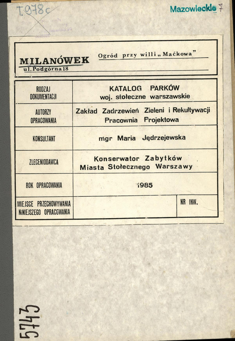 EP - Ewidencja parkowa, skan nr 1