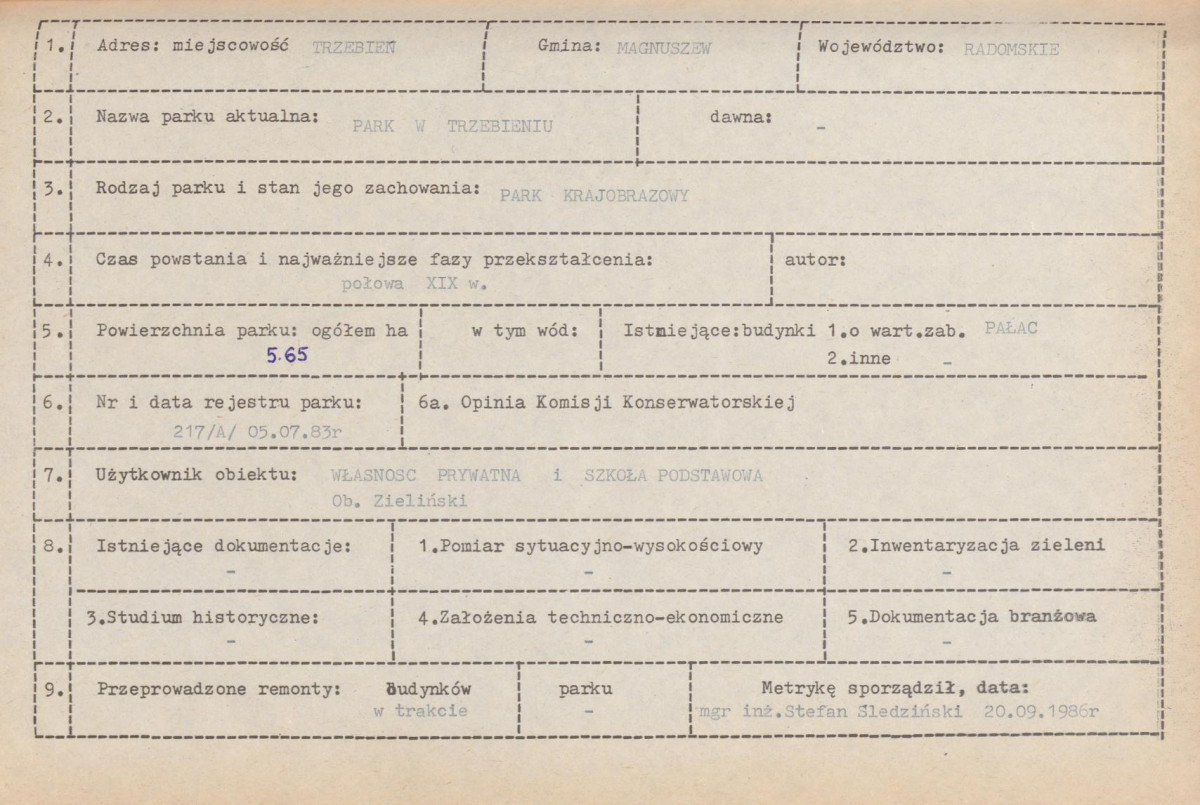 Ewidencja parkowa, skan nr 6