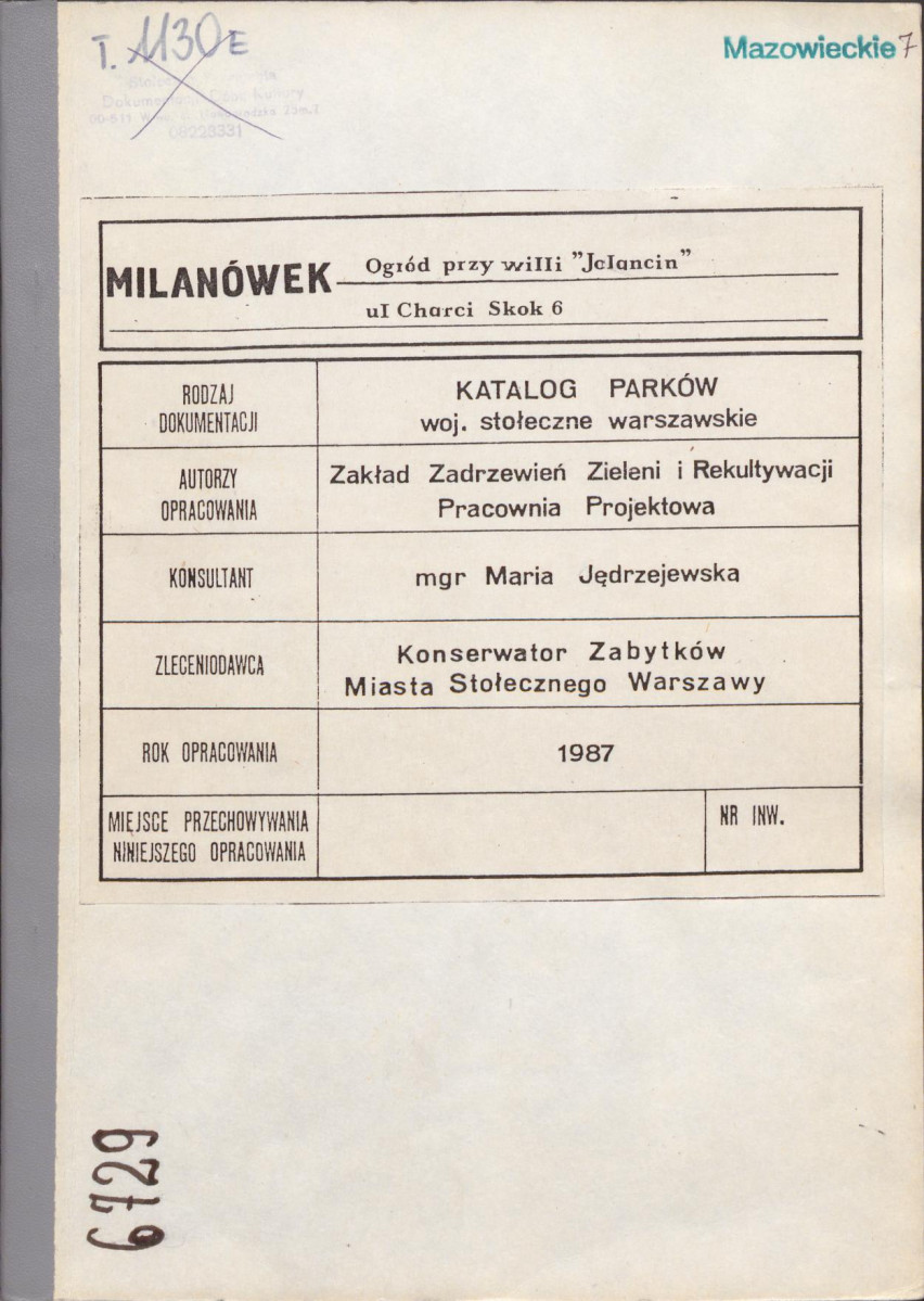 EP - Ewidencja parkowa, skan nr 1