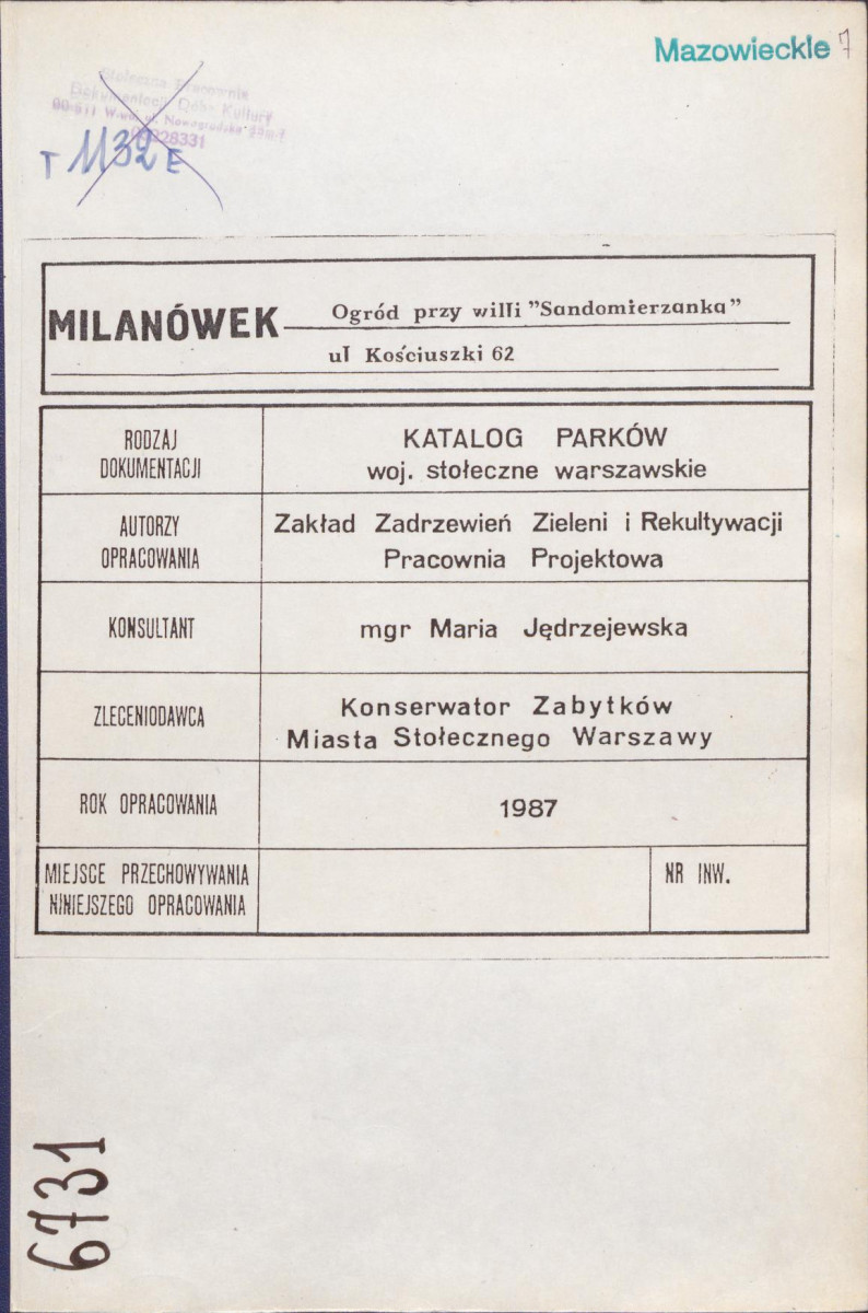 EP - Ewidencja parkowa, skan nr 1