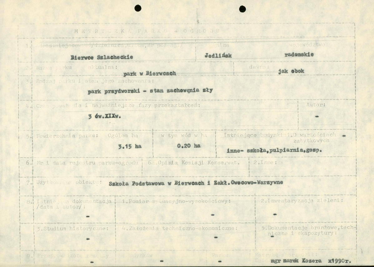 Ewidencja parkowa, skan nr 9