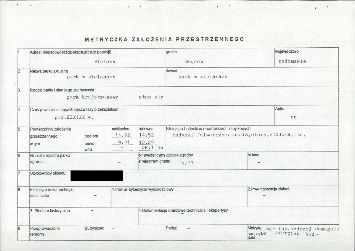 Ewidencja parkowa, skan nr 7