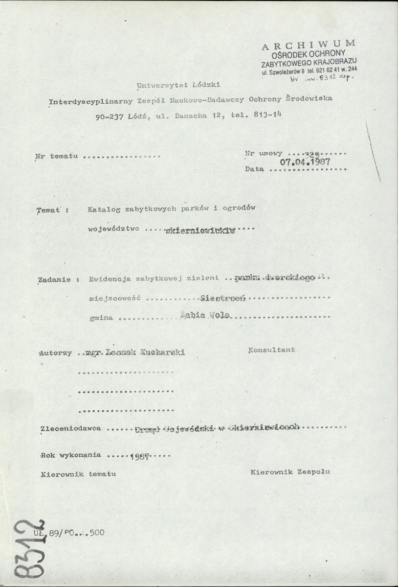 EP - Ewidencja parkowa, skan nr 2