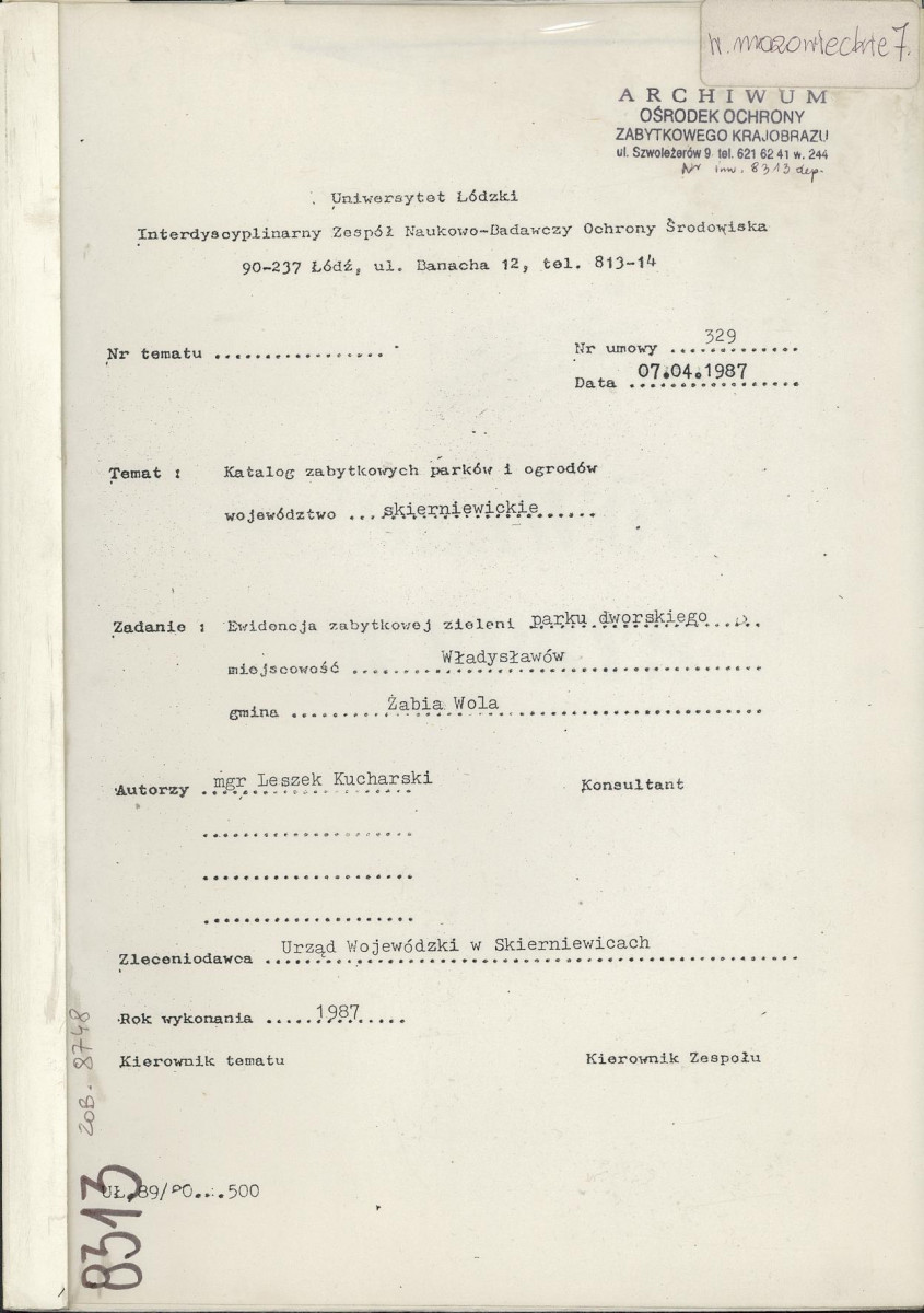 EP - Ewidencja parkowa, skan nr 1