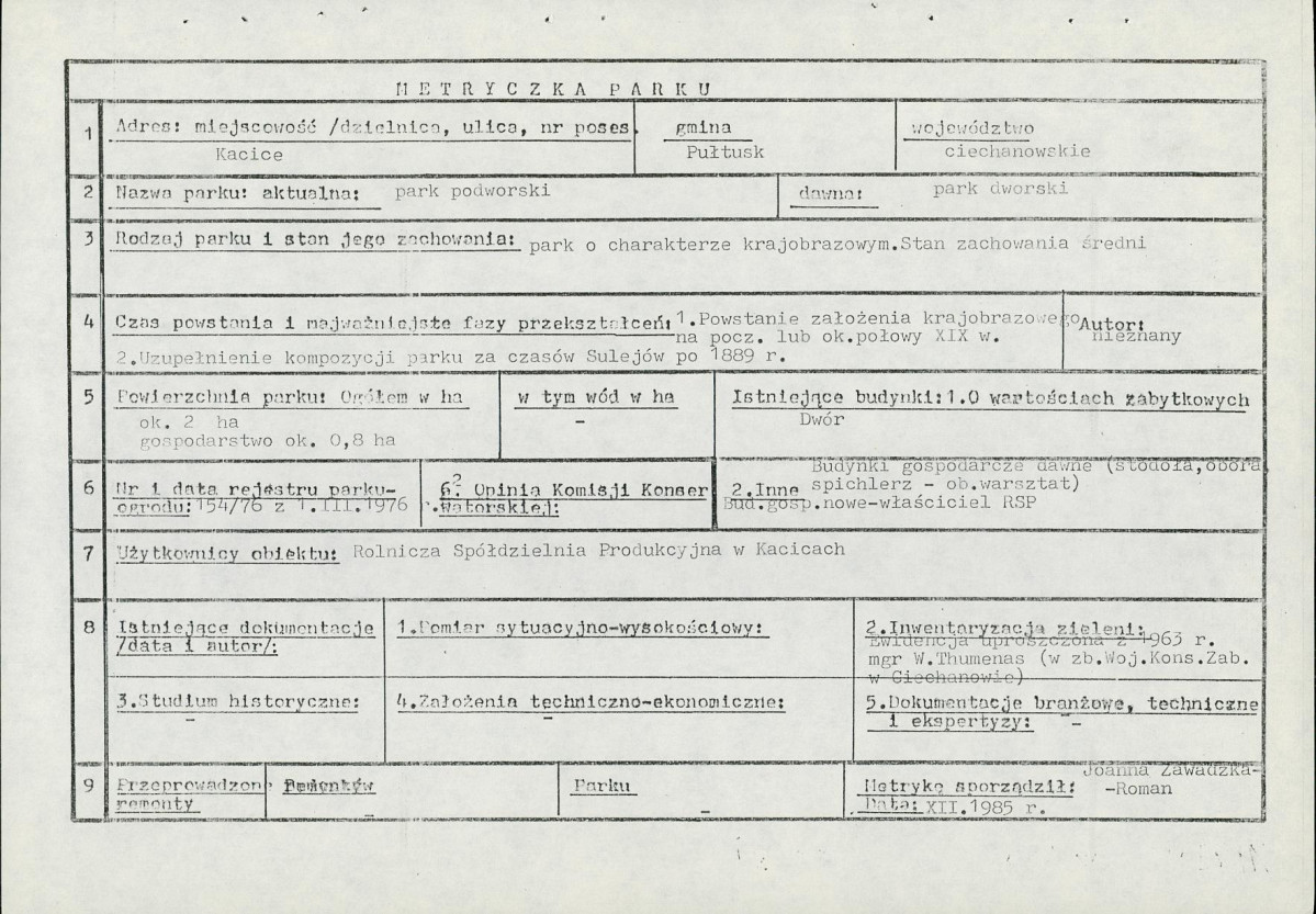 EP - Ewidencja parkowa, skan nr 6