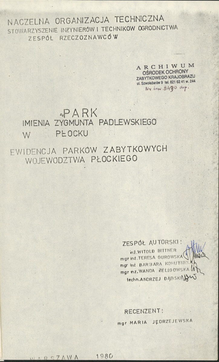 EP - Ewidencja parkowa, skan nr 5