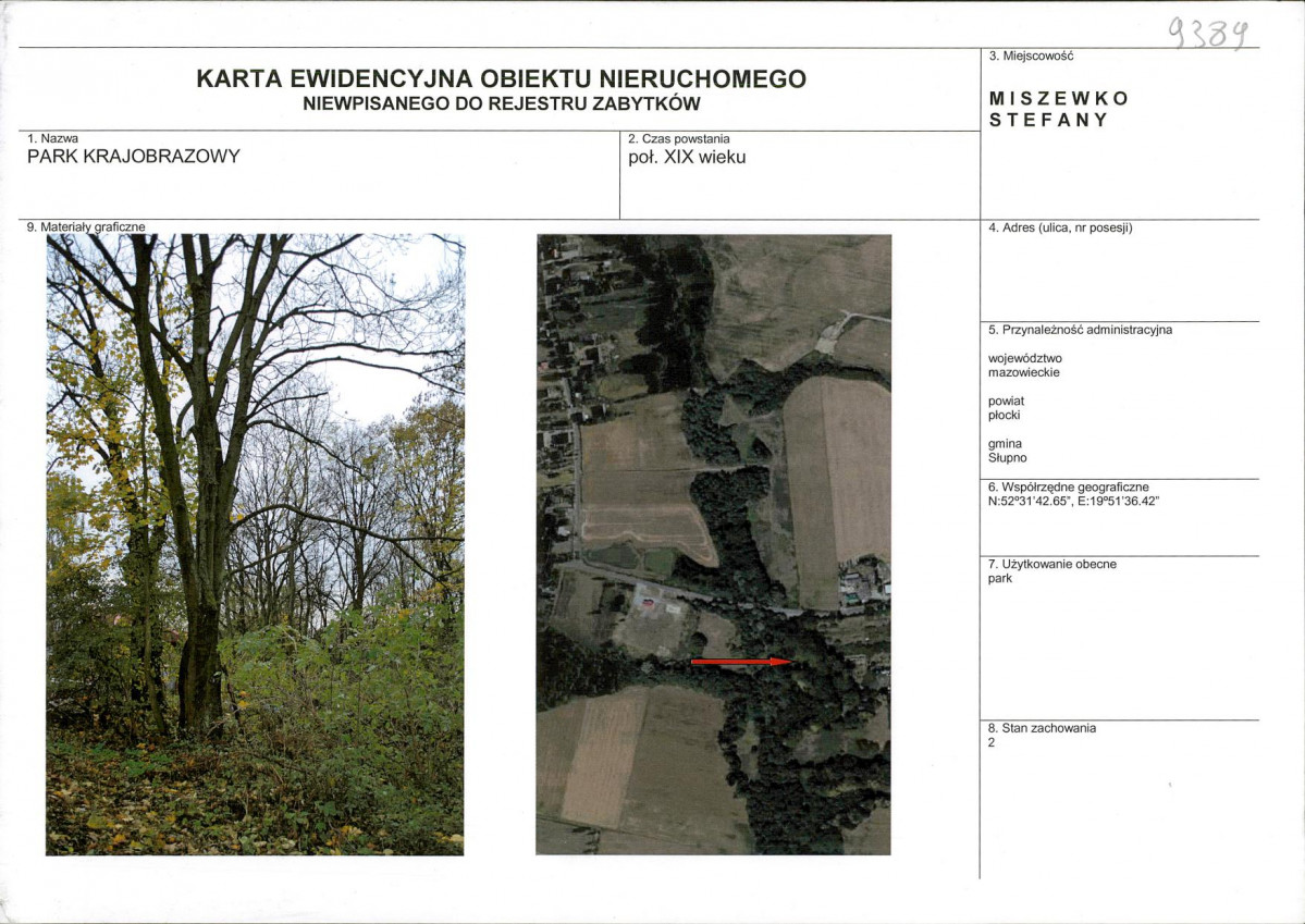 Karta obiektu niewpisanego do rejestru, skan nr 1