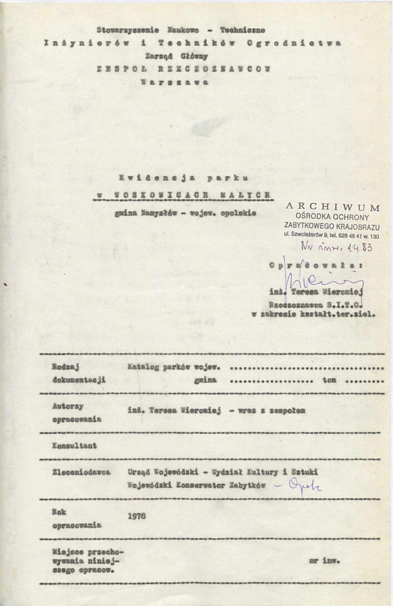 EP - Ewidencja parkowa, skan nr 5