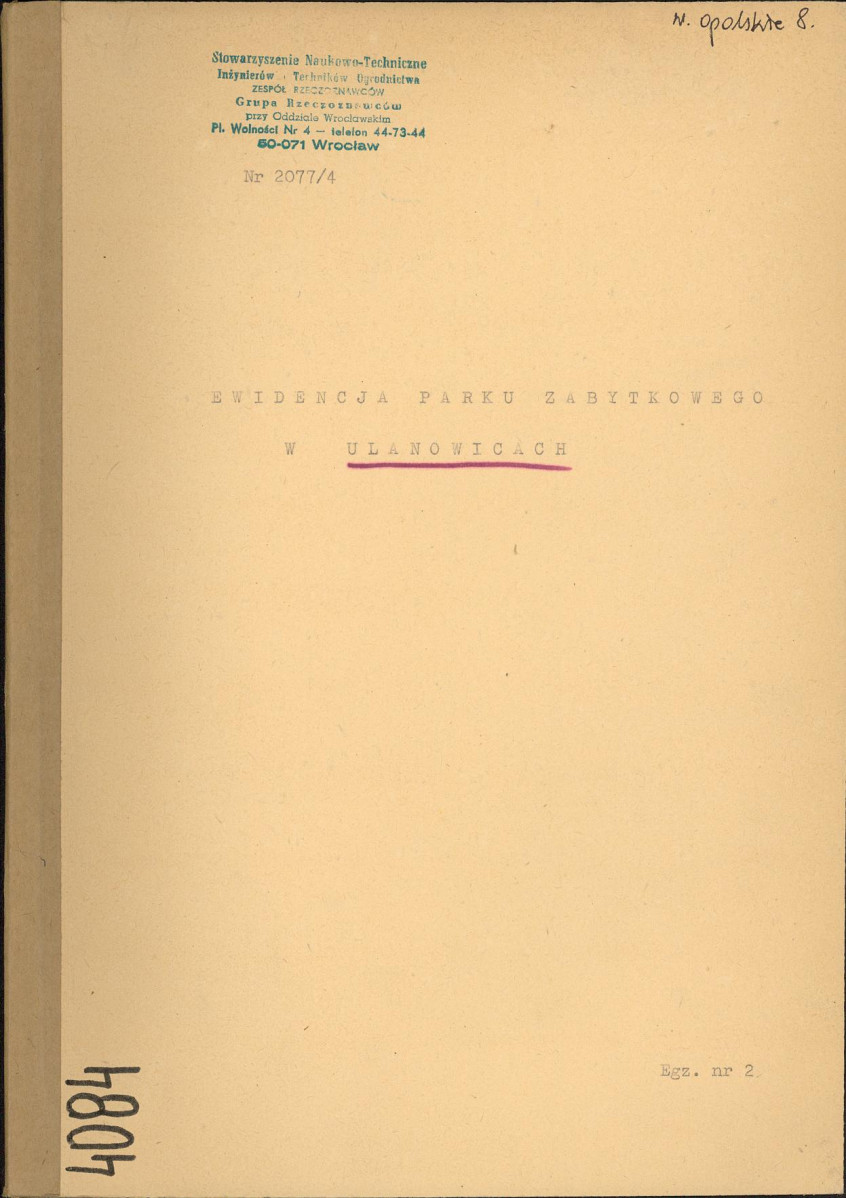 EP - Ewidencja parkowa, skan nr 1