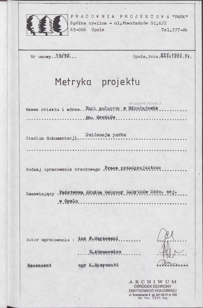 Ewidencja parkowa, skan nr 3