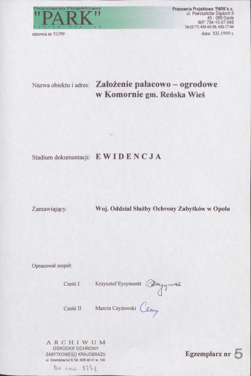 EP - Ewidencja parkowa, skan nr 3