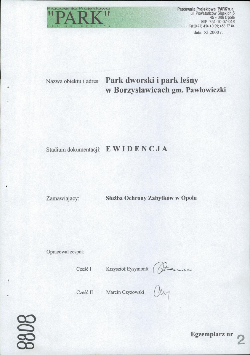 EP - Ewidencja parkowa, skan nr 2
