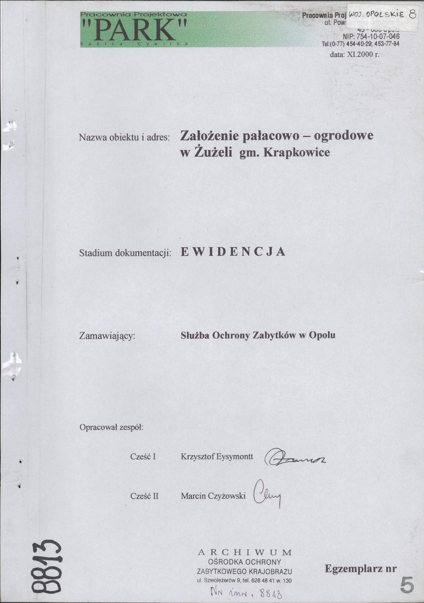 EP - Ewidencja parkowa, skan nr 1