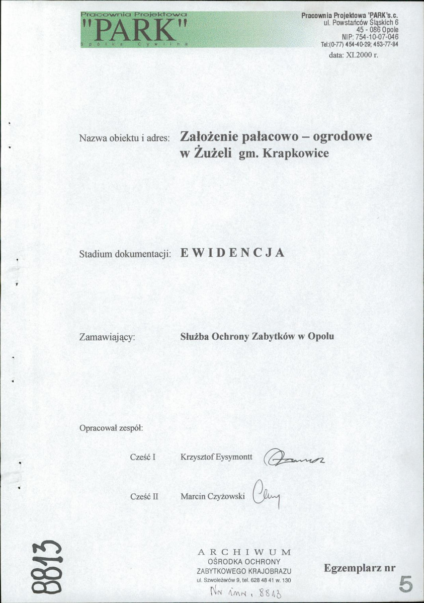 EP - Ewidencja parkowa, skan nr 2