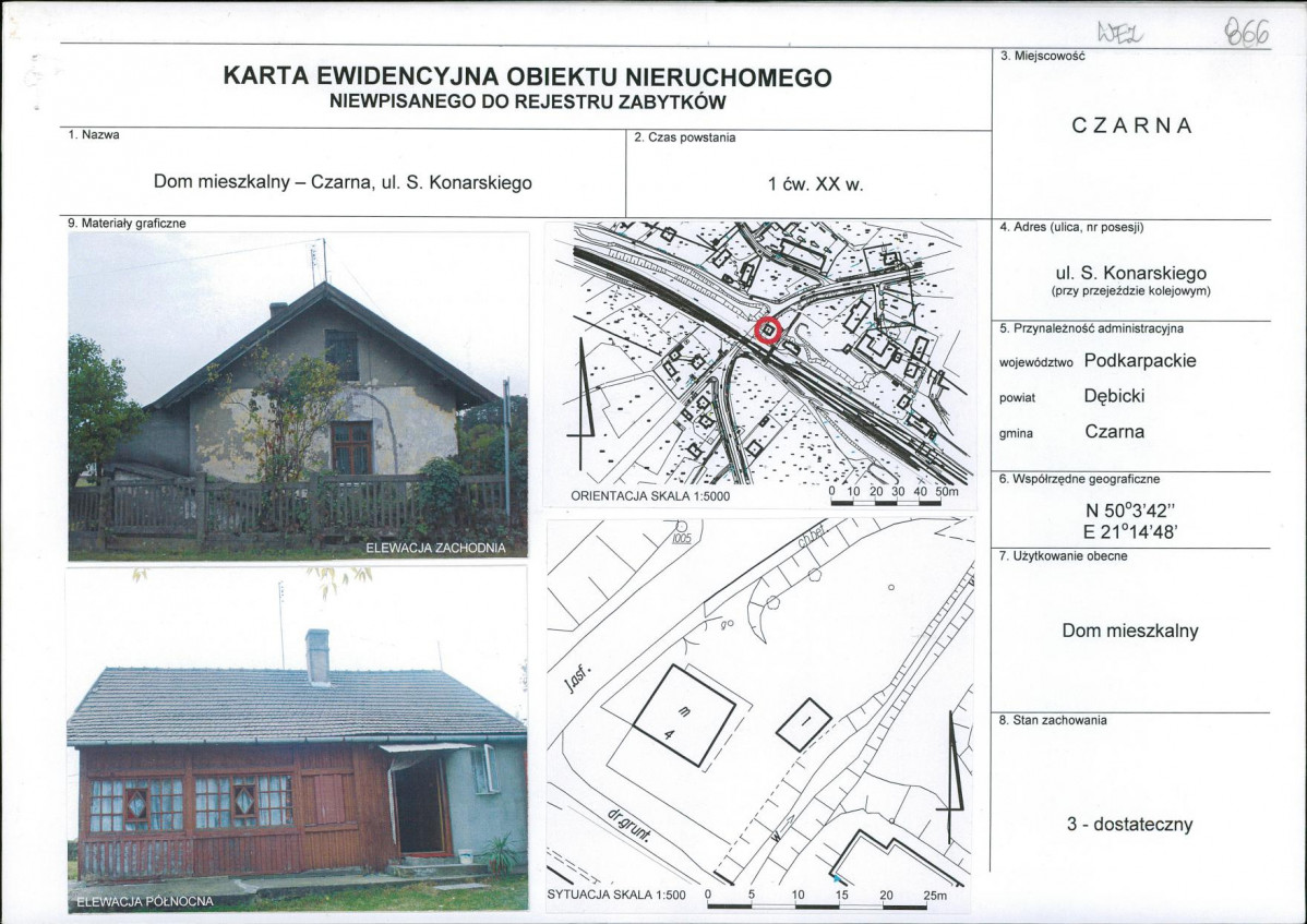 Karta obiektu niewpisanego do rejestru, skan nr 1