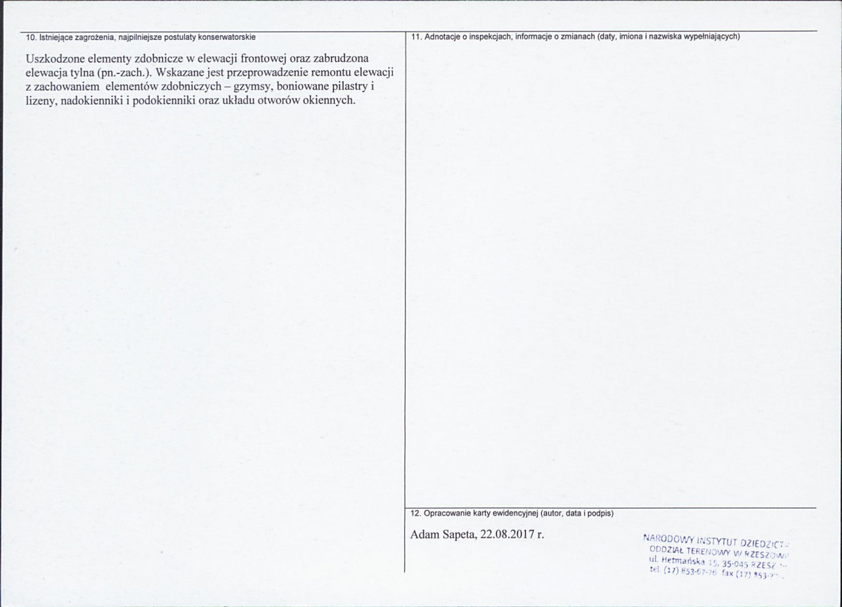 Karta obiektu niewpisanego do rejestru, skan nr 2