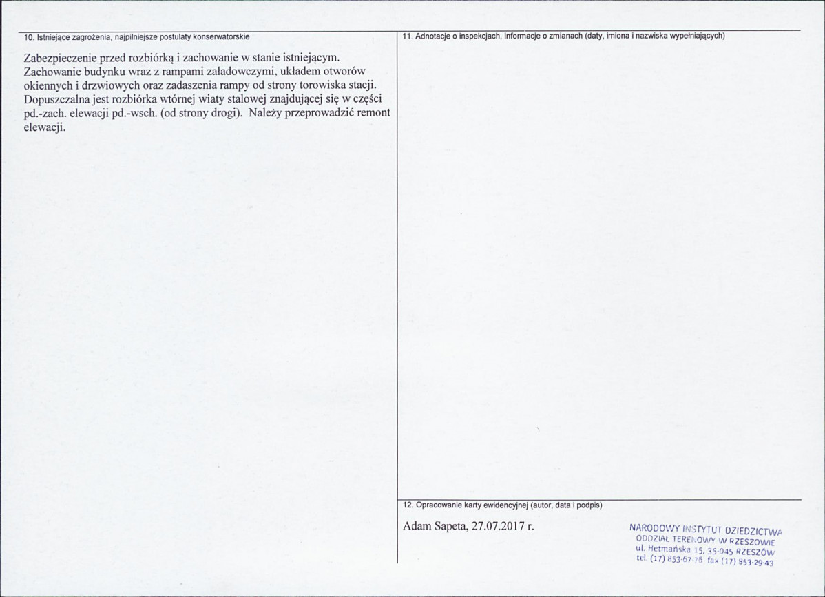 Karta obiektu niewpisanego do rejestru, skan nr 2